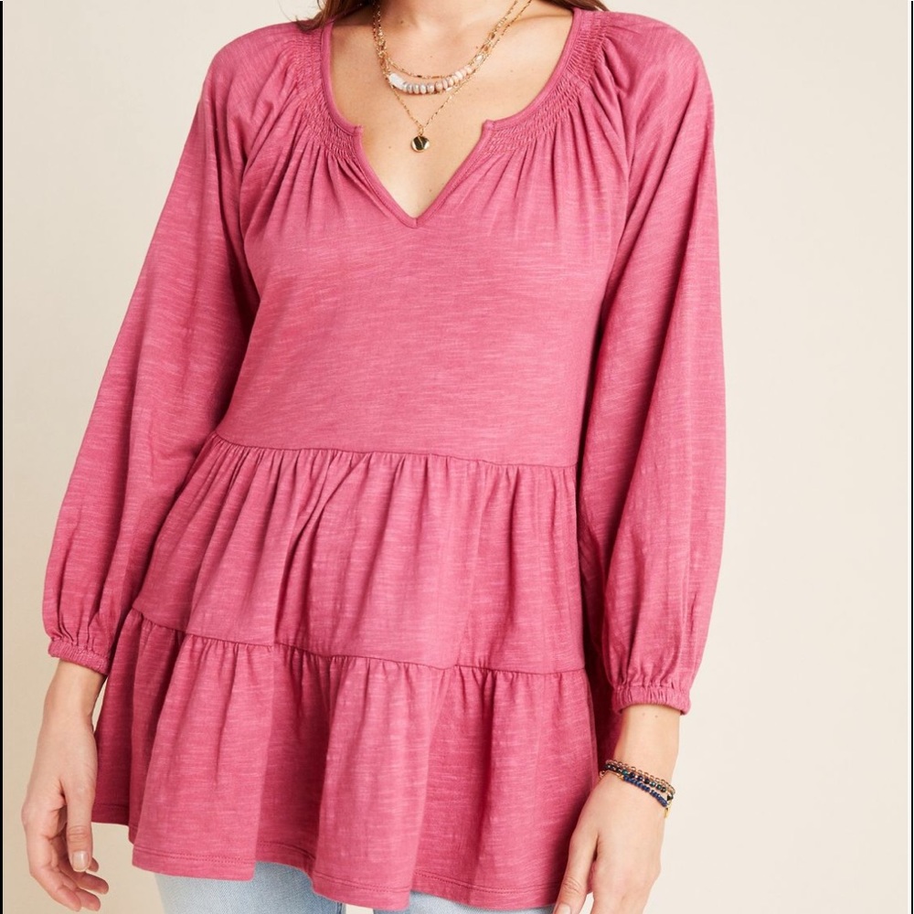 Anthropologie Maeve Isola Tiered Babydoll Top